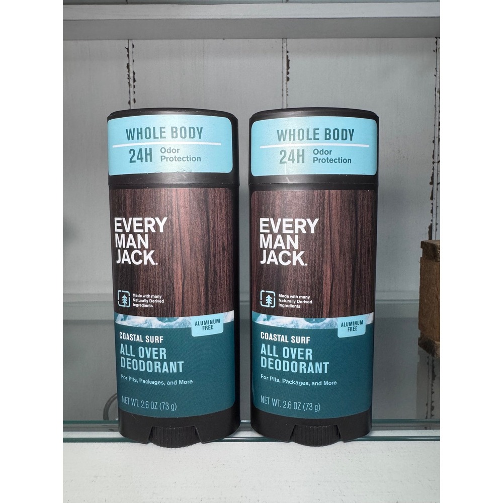 2pk Every Man Jack Coastal Surf Whole Body Deodorant Aluminum Free 2.6oz‎ Stick